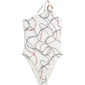 Tommy Hilfiger Print Tortoiseshell Ring One Shoulder Swimsuit