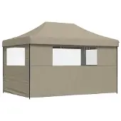 vidaXL Fällbar mottagningstält med 3 sidoväggar taupe, tält, markis, gazeboduk 4004970