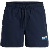 Jack & Jones Badshorts 'JPSTMAUI SUNRISE' marinblå / ljusblå / vit