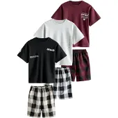 Next Pyjamas kräm / vinröd / svart / vit
