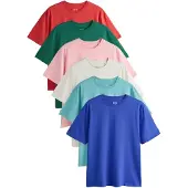 Next T-shirt 'Essential' ecru / mörkgrön / rosa / röd
