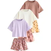 Next Pyjamas kastanjebrun / mörkgul / lavendel / vit