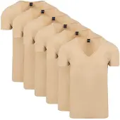 Suitable Vitaru Osynligt Undershirt Djup V-ringning 6-pack Beige Storlek
