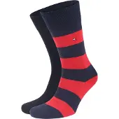 Tommy Hilfiger Strumpor 2 Par Rugby Mörkblå Blå Röd Storlek