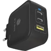 Icy Box GaN Wandladegerät USB-C-adapter 65 W USB-C hane, USB-A kontakt Power Delivery 3.0, Quick Charge 3.0 Svart Inomhus Qualcomm Quick Charge 3.0, GaN, USB