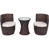 vidaXL Caféset med dynor 3 delar konstrotting brun