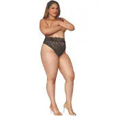 Dreamgirls - trosor med hög midja - spets - svart - 2XL