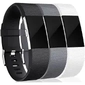INF Fitbit Charge 2 armband silikon 3-pack (S) Black/Gray/White