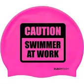 Buddyswim Caution Swimmer At Work Silicone Badmössa