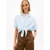 Tommy Hilfiger Tommy Jeans Relaxed Fit Linen Blend Tie Front Shirt