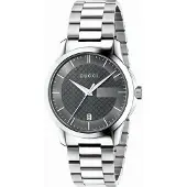 Gucci G-Timeless YA126441 Unisex Klocka med Grå Urskiva och Silverarmband