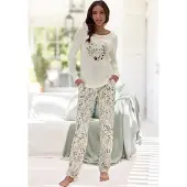 LASCANA Pyjamas camel / ecru / pastellgrön / vit