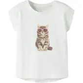 Name it T-shirt - NmfVotia - Bright White/Solglasögon CAT - - 4 år (104) - T-shirt