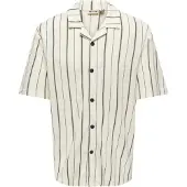 Only & Sons Skjorta 'ONSNICO' mörkbeige / svart / äggskal