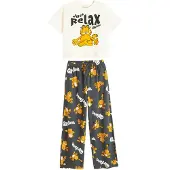 Cool Club Pyjamas 'GARFIELD' ljusbeige / mörkgrå / orange