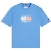 Tommy Hilfiger T-shirt 'Flag Graffiti' blå / melon / vit