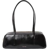 Calvin Klein Axelremsväska 'Foil Logo Glossy Shoulder' svart