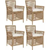 vidaXL Utomhusstol med kudde 4 pcs Beige och gräddfärgad konstrotting