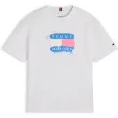 Tommy Hilfiger T-shirt 'Flag Graffiti' blå / orange / vit