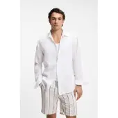 BOSS för män. 50567579 Relegant 6 tröja vit (6XL), Casual, Lino, Klassisk, Lång ärm