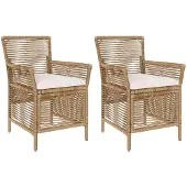 vidaXL Utomhusstol med kudde 2 pcs Beige och gräddfärgad konstrotting