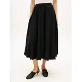 Tommy Hilfiger Pleated Linen Blend Midi A Line Skirt