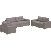 vidaXL Soffa 3 st Taupe Linnenblandad tyg