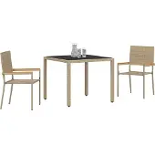 vidaXL Trädgårdsmöbelset 3 pcs Beige konstrotting