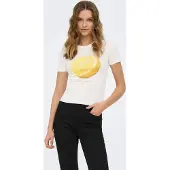 ONLY T-shirt citrongul / ljusgul / vit / off-white