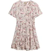 Superdry för kvinnor. W8011877A SS beige printad mini cross over klänning (S), Casual, Viskos, Kort ärm
