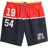 Superdry för män. M3010249A 43,2 cm baddräkt med marinblå nautisk logotyp (S), Strandkläder, Återvunnen polyester, Hållbar, Marino