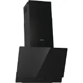Gorenje Essential WHI649EB - Kåpa - vinklad skorsten - bredd: 60 cm - djup: 33.5 cm - utsug och återcirkulering (-) - med inbyggd motor - svart