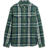 Superdry för män. M4010865A Merchant Store grön rutig skjorta med rutmönster (M), Casual, Bomull, Lång ärm