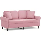 vidaXL 2-sitssoffa med prydnadskuddar rosa 140 cm sammet
