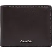 Calvin Klein Plånbok 'Smooth Metal Logo Bifold' mörkbrun