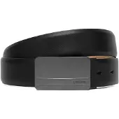 Calvin Klein Full Grain Leather Plaque Buckle Belt