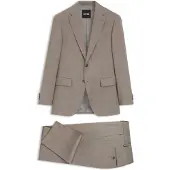 BOSS Two-piece regular-fit suit in melange stretch wool