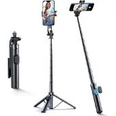 Wozinsky Selfie-pinne WC1Y30S, teleskopiskt stativ, 1,3 m, med mobilhållare – svart