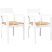 vidaXL Matstolar 2 stycken vit massiv gummiträ, middagsstol, stol, salongstol, matstolar, stol 4102512