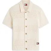 Tommy Hilfiger Kofta 'Tommy Badge Woven Short Sleeve' kräm