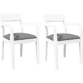 vidaXL Matstolar med kuddar 2 st vit massiv gummiträ, middagsstol, stol, salongstol, stolar 4102511