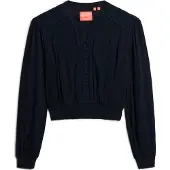 Superdry Lace Trim Smocked Blus Med Lång ärm