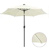 vidaXL Trädgårdsparasol med LED-lampor, mast i vit sandaluminium 47361