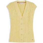 Tommy Hilfiger Stickad väst 'Cable Slim Sleeve' ljusgul