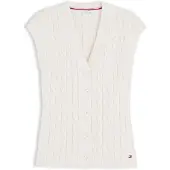 Tommy Hilfiger Stickad väst 'Cable Slim Sleeve' ljusgul