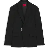HUGO Slim-fit suit jacket with metal buckle closure
