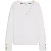 Tommy Hilfiger Tröja 'Gold-tone Button Cuff' elfenben