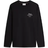 Tommy Hilfiger T-shirt 'Logo Long Sleeve' svart / vit