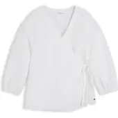 Tommy Hilfiger Blus 'Relaxed Fit Pure Wrap Blouse' vit