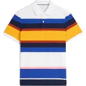 Tommy Hilfiger T-shirt 'Regular Fit Stripe' blå / nattblå / gul / vit